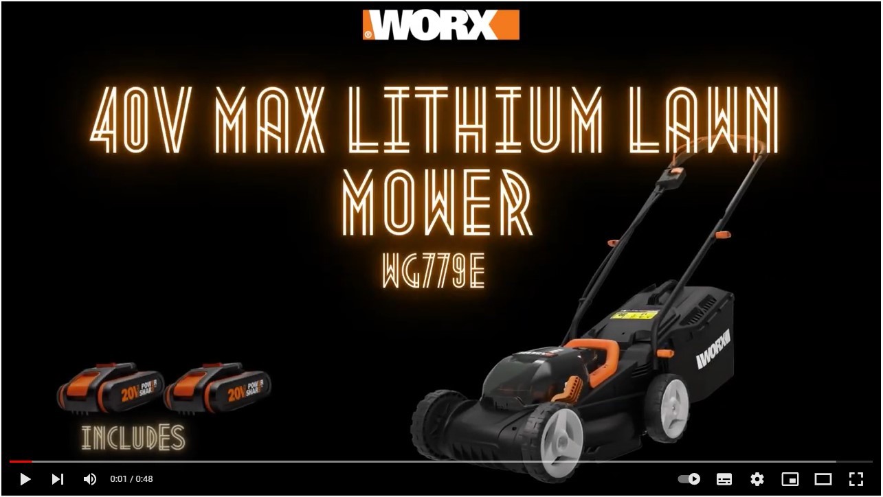 WORX 40V (20V x 2) 34cm Push Lawn Mower - WG779E